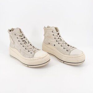 R13 Kurt High Top Platform Sneakers Size 8 Women's Beige Distressed Canvas